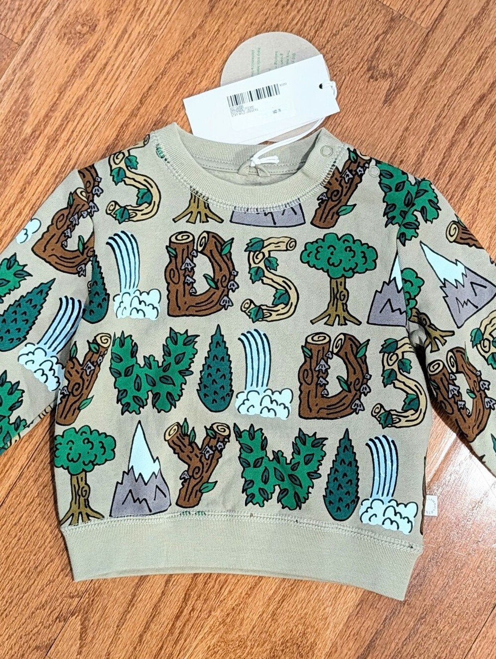 NWT Stella McCartney Kids Stay Wild Fleece Crewneck Sweatshirt - 12 Months